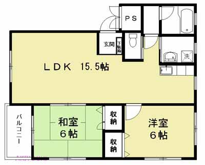 エスポワール鷹の巣(2LDK/3階)の間取り写真