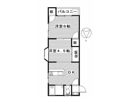 ハイツリッチ前橋 B(1LDK/2階)の間取り写真
