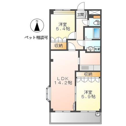ペティハウスロベリア(2LDK/3階)の間取り写真