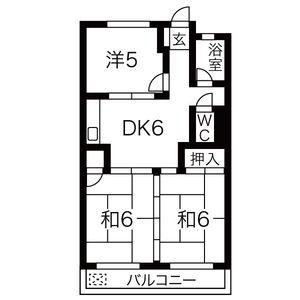 マンション高見(3DK/3階)の間取り写真
