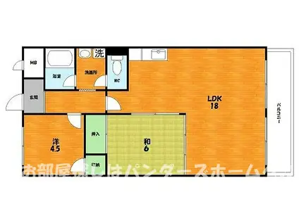 シャルマンコーポ香里ヶ丘(2LDK/4階)の間取り写真