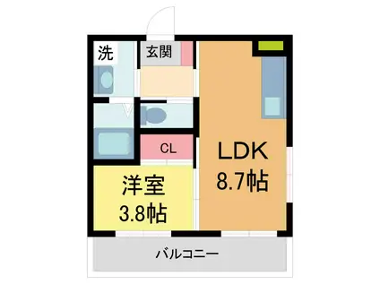 エンベロップ宝塚(1LDK/1階)の間取り写真
