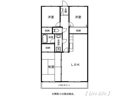 レジデンス17番館(3LDK/1階)の間取り写真