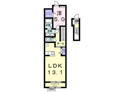 リヴ フリーリ II(1LDK/2階)の間取り写真