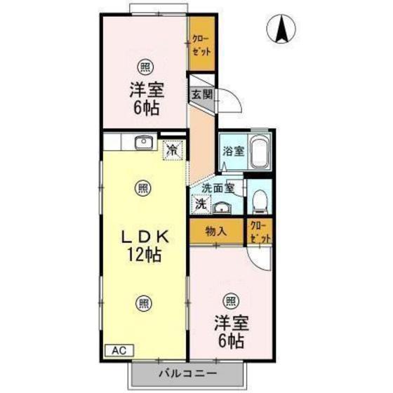 FANCY MIYAUCHI A棟(2LDK/2階)の間取り写真