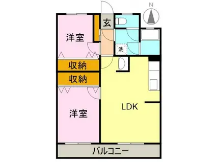 コーポ富士見(2LDK/1階)の間取り写真
