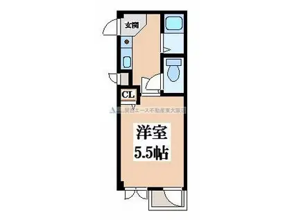 ロンモンターニュ小阪(1K/2階)の間取り写真