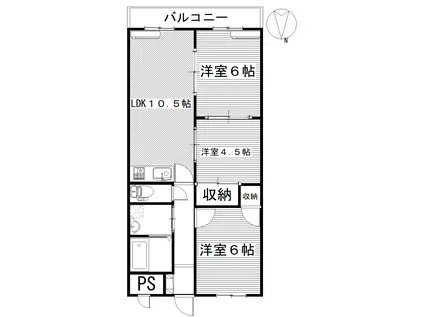 セラヴィ伊勢崎(2SLDK/3階)の間取り写真