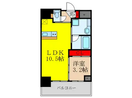 ノルデンタワー江坂プレミアム(1LDK/13階)の間取り写真