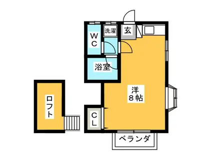ハイツアサミ(ワンルーム/2階)の間取り写真