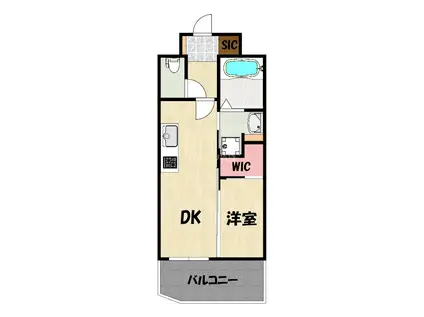 デュオフラッツ六本松(1DK/11階)の間取り写真