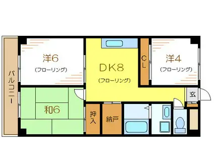 イーストハイム篠崎(3SDK/11階)の間取り写真