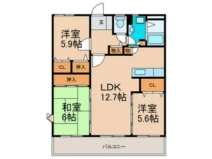 リベルタ柚須(3LDK/5階)の間取り写真
