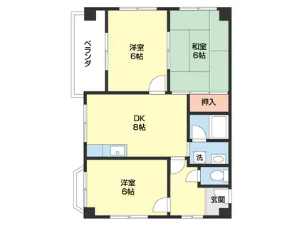 宝寿ビル(3DK/4階)の間取り写真