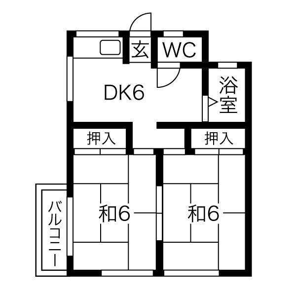 プランドゥ九工大前(2DK/2階)の間取り写真