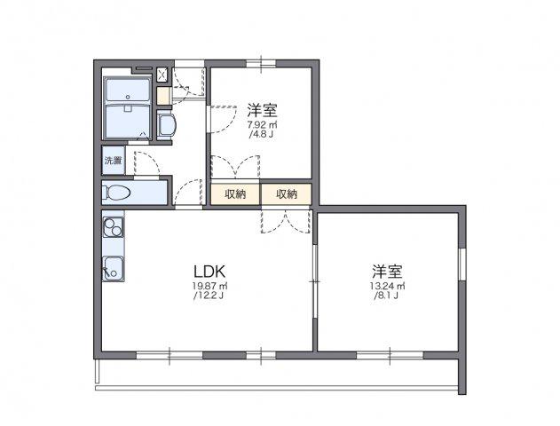 レオパレス中井町3(2LDK/3階)の間取り写真