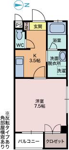 ビバリーヒルズ(1K/4階)の間取り写真