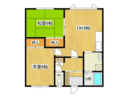 めぐみ2(2DK/1階)の間取り写真