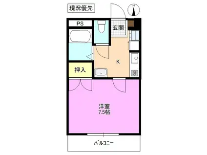 クレールTATETSU(1K/2階)の間取り写真