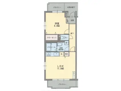 フレシール桜堤(1LDK/2階)の間取り写真