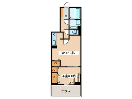 グラン・クレール(1LDK/1階)の間取り写真