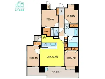 アクタス籠町グランミライ(4LDK/4階)の間取り写真