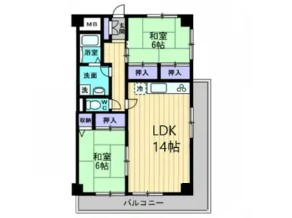 リアライズ屋島(2LDK/2階)の間取り写真