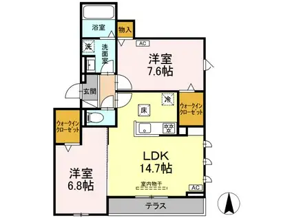 D-AVANCE柱I(2LDK/1階)の間取り写真