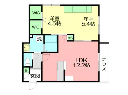 MORE CALDOB棟(2LDK/1階)の間取り写真