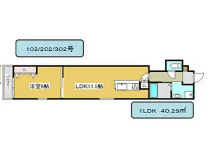 コティ姫路(1LDK/3階)の間取り写真
