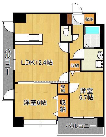 コンクルージョン・フォート(2LDK/2階)の間取り写真