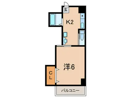 ディア夙川(1K/3階)の間取り写真