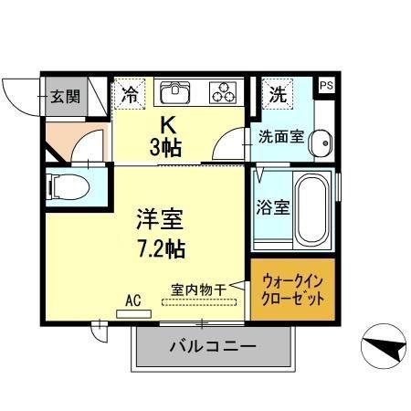 アイクレスト下関駅(1K/2階)の間取り写真
