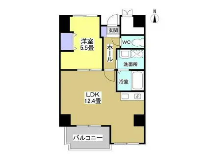 ザ・レジデンス元魚(1LDK/4階)の間取り写真