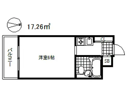 ダイドーメゾン六甲(ワンルーム/2階)の間取り写真