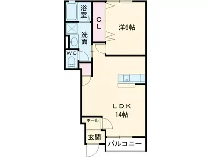 キャプリコーン エス B(1LDK/1階)の間取り写真