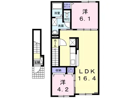 プチヴェールII(2LDK/2階)の間取り写真