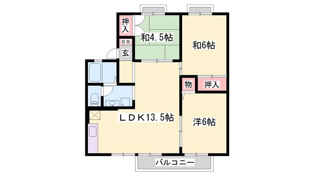 クレスト安室(3LDK/1階)の間取り写真
