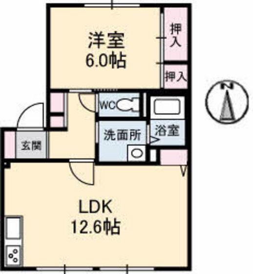 ディアスわかば(1LDK/1階)の間取り写真