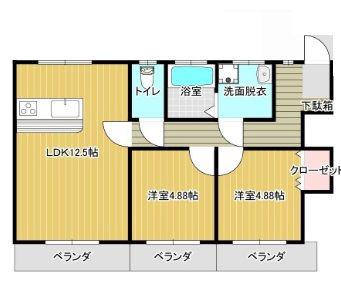 ベアコーポ(2LDK/2階)の間取り写真