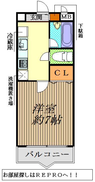 エクセーラUQ(1K/2階)の間取り写真