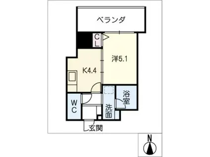 さくらHILLS NISHIKI PLATINUM R(1K/4階)の間取り写真