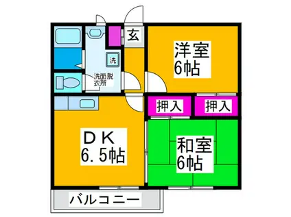 スゥイートシャルム(2DK/1階)の間取り写真