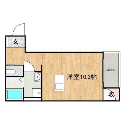 スリーズ霞町(1K/2階)の間取り写真