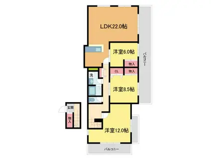 CONT KIKUTANI(3LDK/2階)の間取り写真