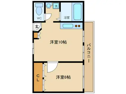 清山荘(1LDK/3階)の間取り写真