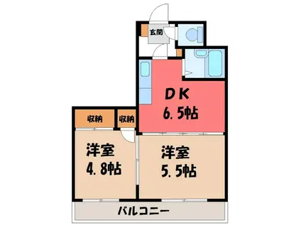 レジデンスカープ野木(2K/2階)の間取り写真