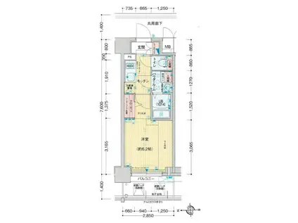 アドバンス神戸マーレ(1K/6階)の間取り写真