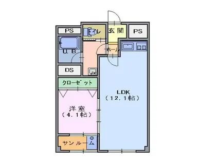 ファーストアヴェニュー長土塀(1LDK/2階)の間取り写真