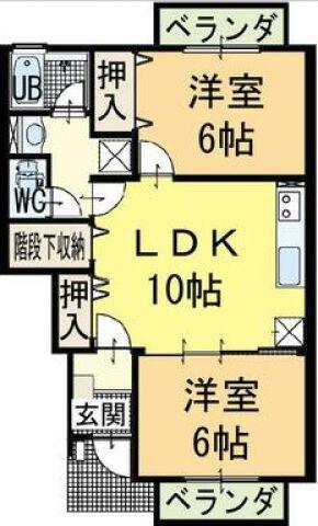 ヨーロピアンシャレー芝 B棟(2LDK/1階)の間取り写真